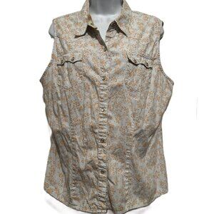 Western Cottagecore VTG Look Roper sleeveless button-down shirt, Women's size XL